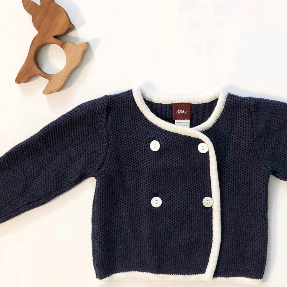 Tea Collection Navy and Cream Baby Cardigan